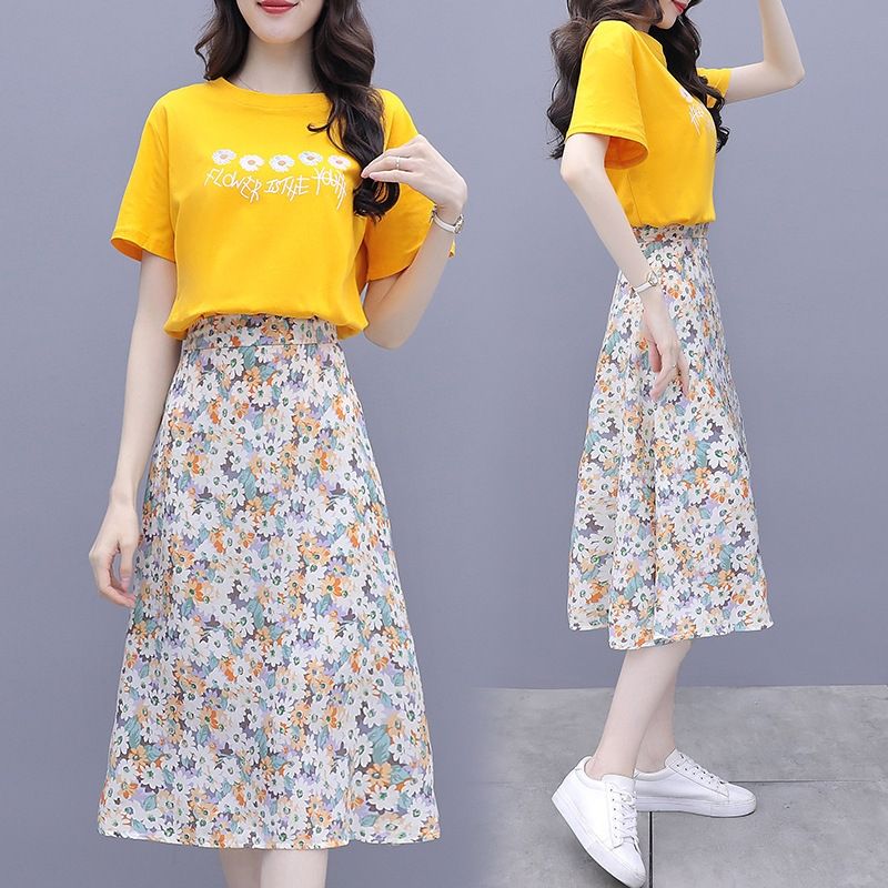 long skirt with collared shirt