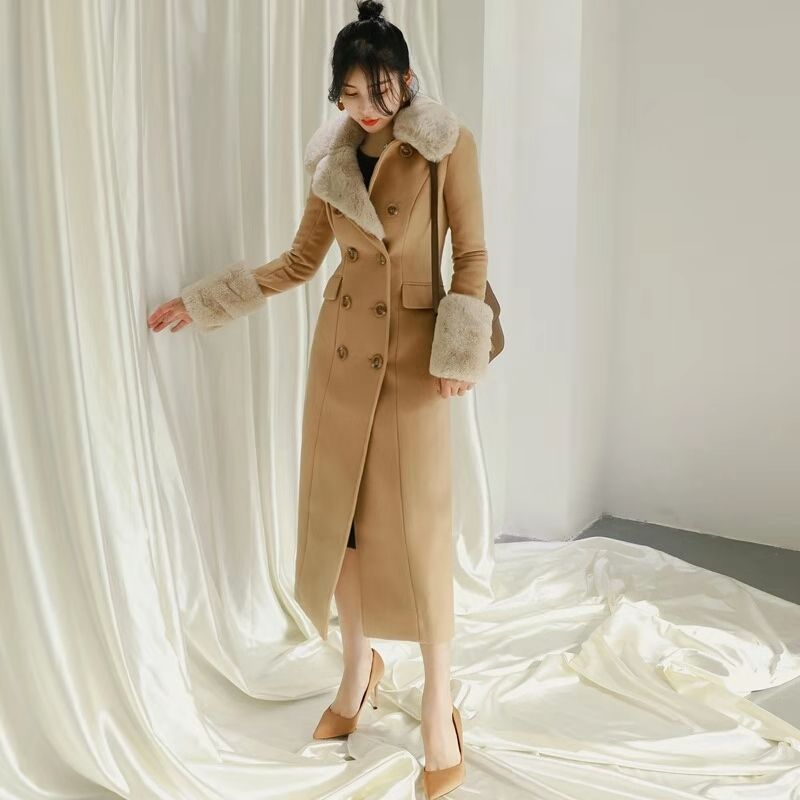 Womens Wool Blends Women Winter Coat Luxury Designer Faux Fur Long Trench Jacket High Waist British Style Woollen Jackets Gf Gift Size Sml With As Womens Wool Blends Women, Designer Coat Names