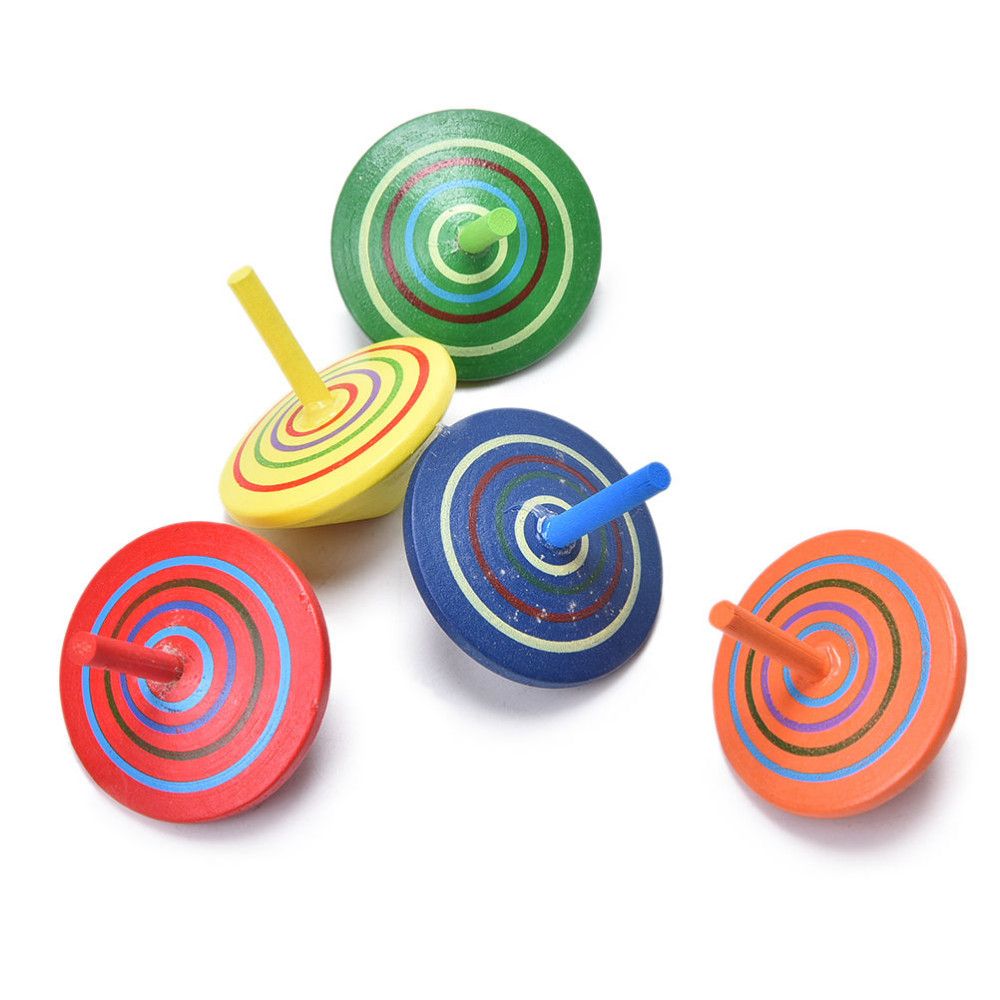 Multicolor Mini Cartoon Wooden Spinning