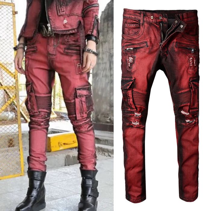 red cargo pants plus size