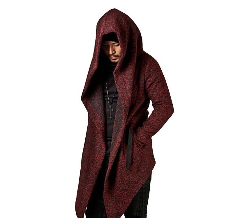 Men Hooded Cape Coat Hip Hop Asymmetric 