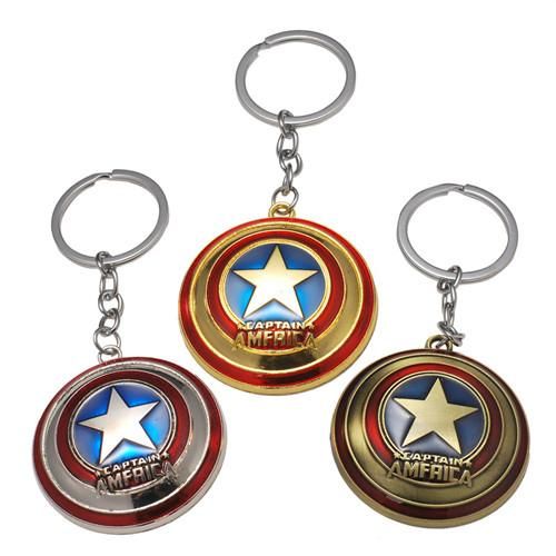 Los Vengadores Capitan America escudo llavero llavero superheroe estrella colgante de cadena de llave del coche accesorios Batman Marvel llaveros