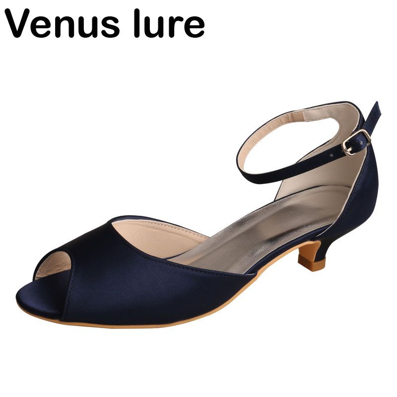 navy blue evening shoes low heel