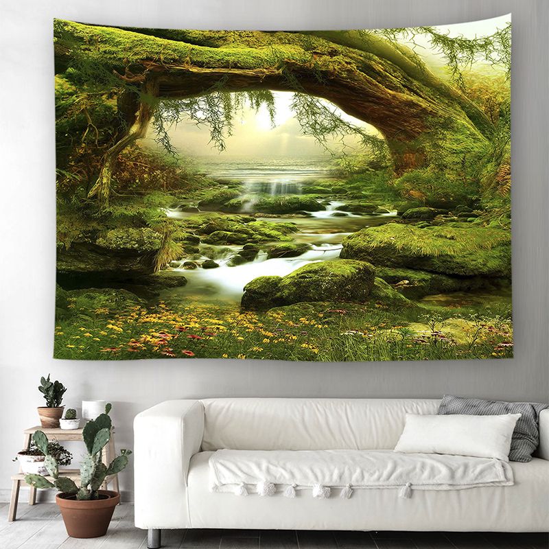 Green Forest Wall Hanging Tapestry Nature Tree Jungle Green Forest Wall Hanging Tapestry