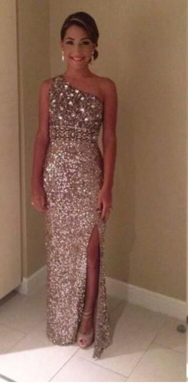one shoulder sparkle dress