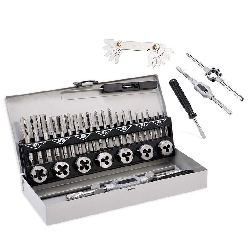 2020 Tap And Die Set Metric Hardened Steel Combination Garage Tool Kit
