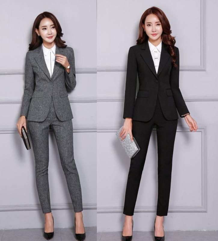 Compra Caen Los Juegos De Invierno Formal Negro Moda Blazer Mujeres De  Negocios Para Pantalones Y Chaqueta Conjunto Uniforme Elegante Oficina  Diseños De Estilo Barato | Entrega Rápida Y Calidad | Es.Dhgate
