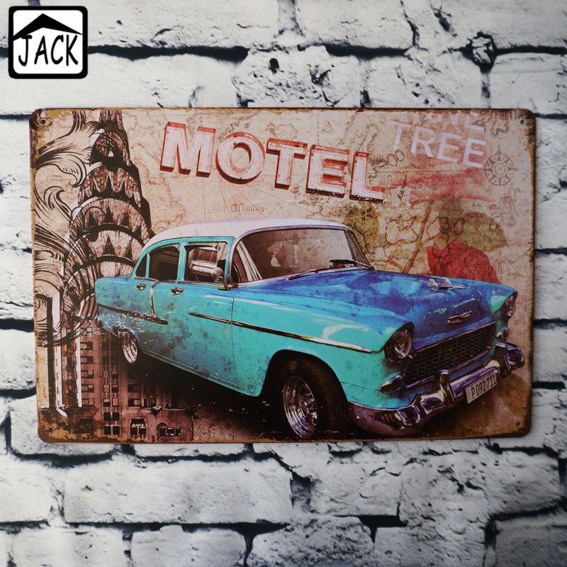 2020 Blue Vintage Car Metal Tin Paintings Club Bar Pub Gallery