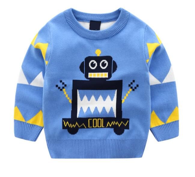 Childrens Long-Sleeved Sweater Pure Cotton Knitted Sweater