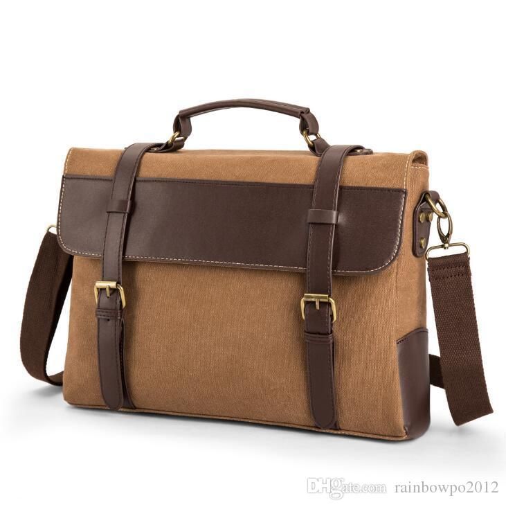 satin al cilgin ati pu postaci canta kontrast tuval canta gundelik deri bilgisayar cantasi rahat postaci cantasi retro fabrika toptan erkek el