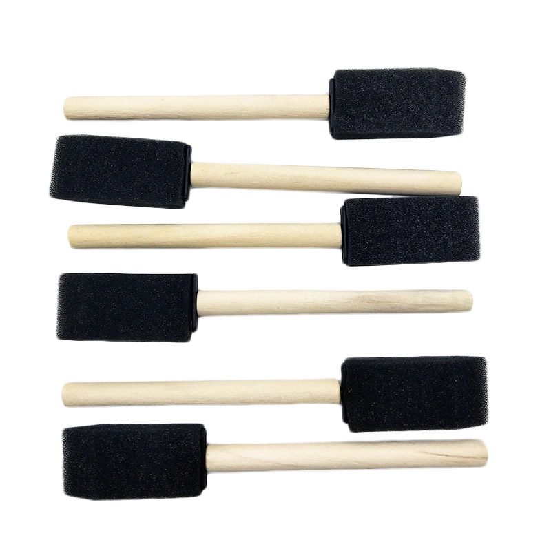 Pamtns Pennelli Spugna 18 Pezzi Pennelli in Spugna Strumenti di Disegno Pennello in Spugna Schiuma con Manico in Legno Pennelli Gommapiuma Pennelli in Schiuma Set Pennelli Pittura in Spugna