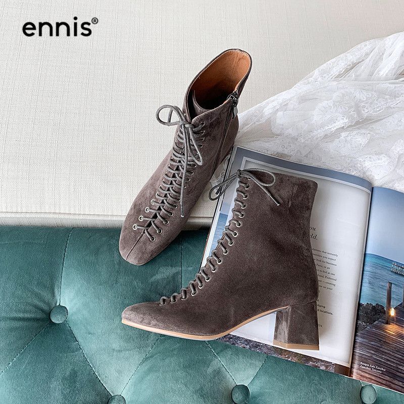 womens suede lace up booties