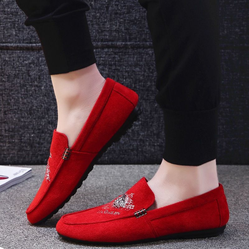 red suede flat shoes