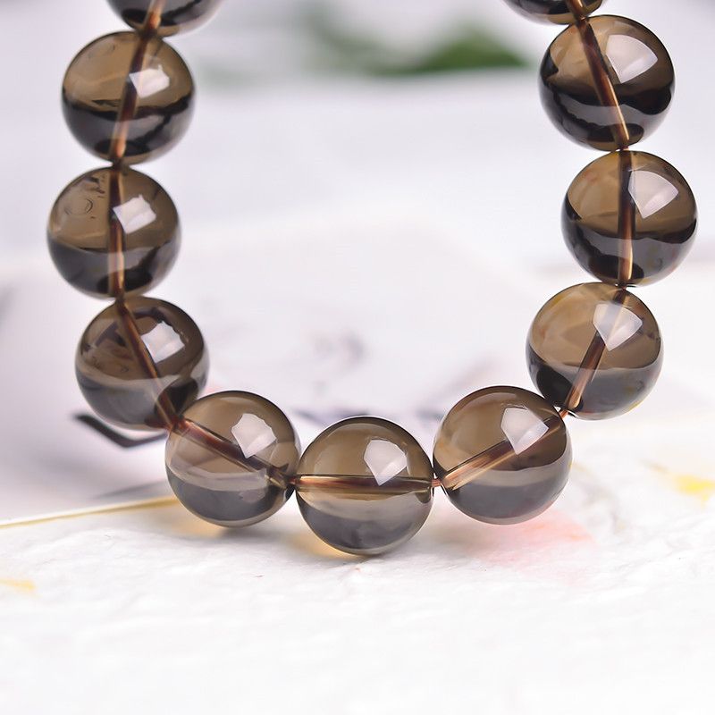 Pulsera de piedras preciosas de cuarzo ahumado 10 mm