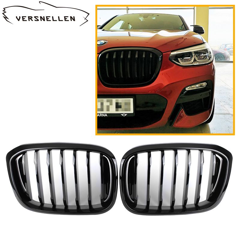 2020 A Pair Front Kidney Grille For BMW New X3 X4 G01 G02 2018 Grille Glossy Black Front Car ...