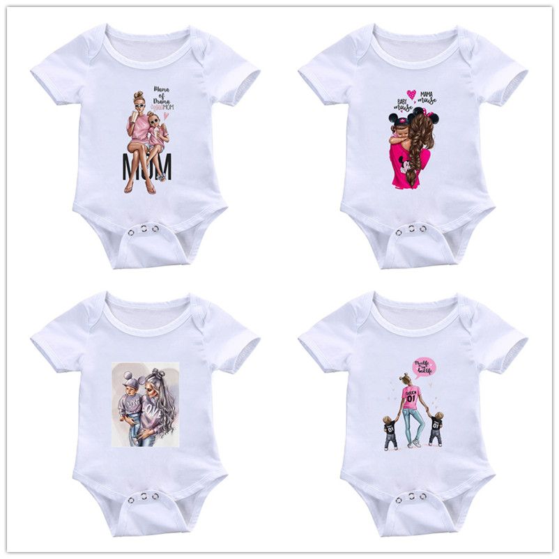 Baby Cartoon Elephant Mother and Baby Long Sleeve Romper Onesie Bodysuit Jumpsuit