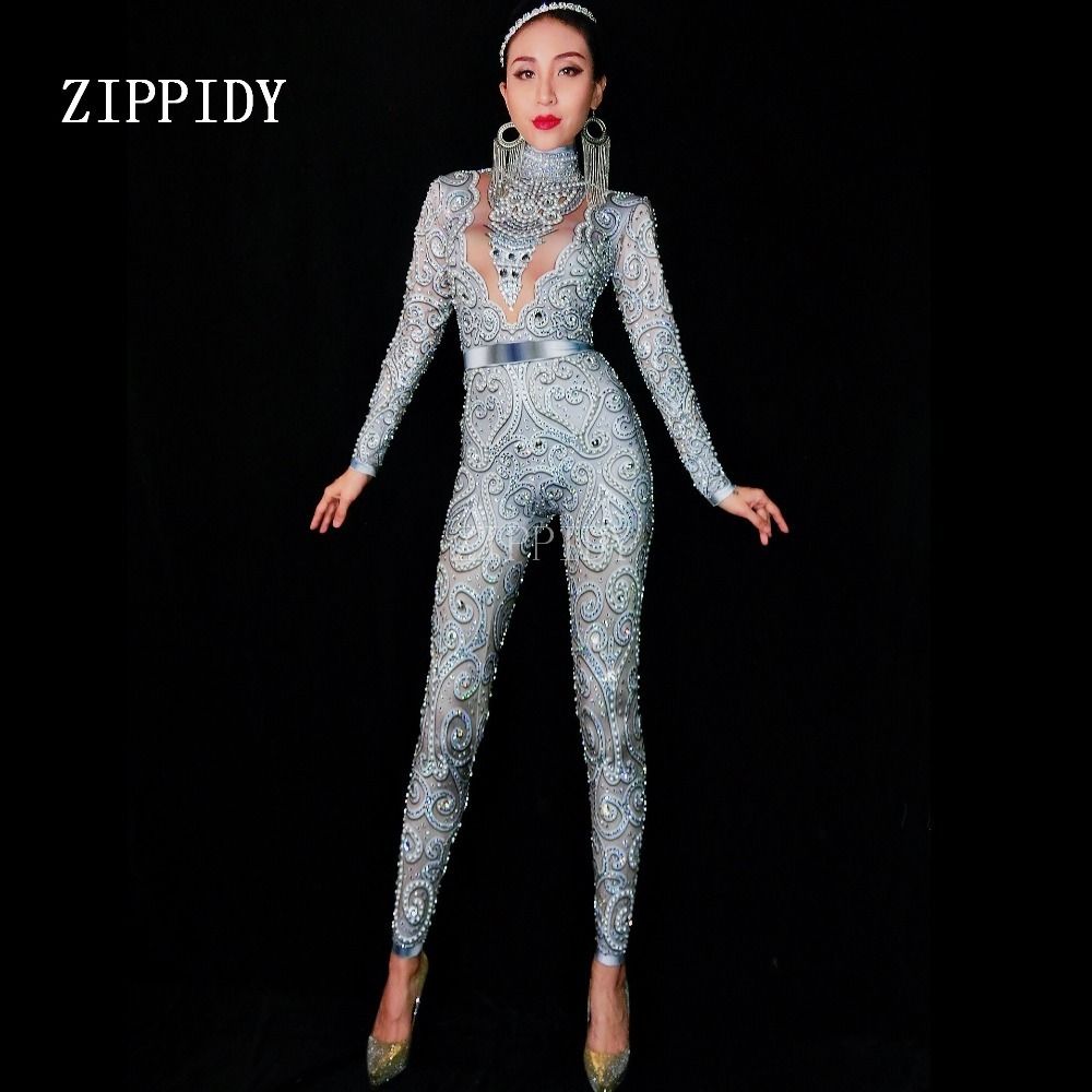 silver rhinestone jumpsuit