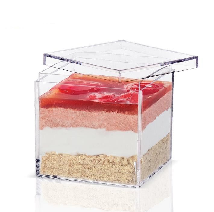 130ml Square Dessert Box With Lid Transparent Plastic Mousse Box Cake