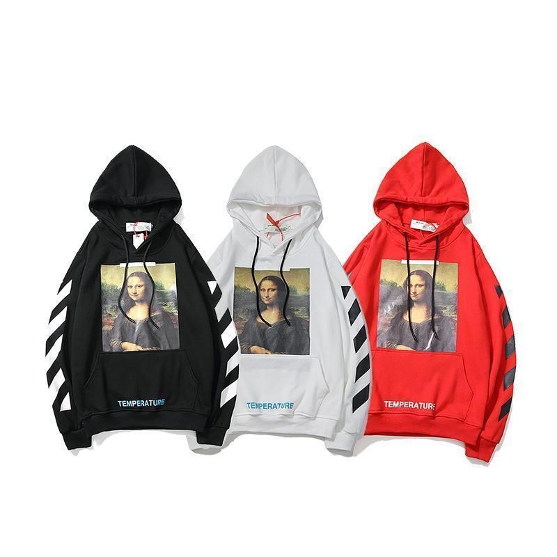 red off white mona lisa moletom com capuz