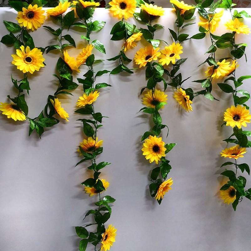 Flores de girassol artificial videira decoração casa jardim teto seco flor  rattan preço de fábrica especialista