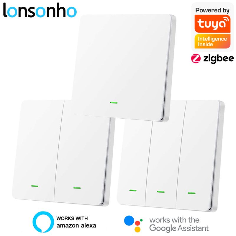 2020 Lonsonho Tuya Zigbee Smart Switch No Neutral Eu Uk 220v Wireless Push Button Wall Light Switches Alexa Google Home Compatible T200605 From