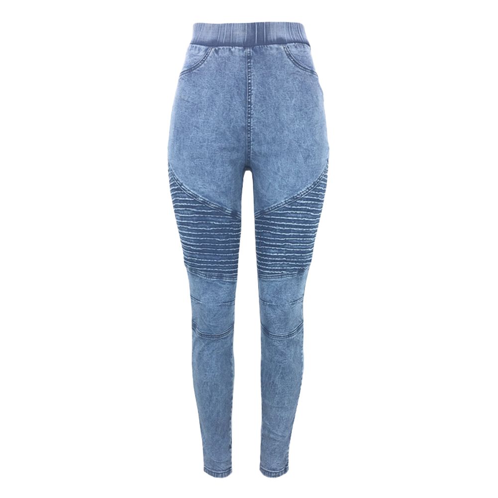 women's denim jeggings with elastic waist