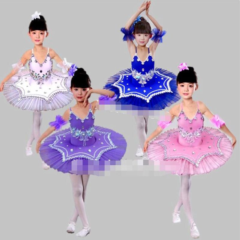 Costumi di balletto professionali Per i bambini bianco / blu / rosa Lago dei cigni balletto costume Per Ragazze ballerina del vestito da bambini