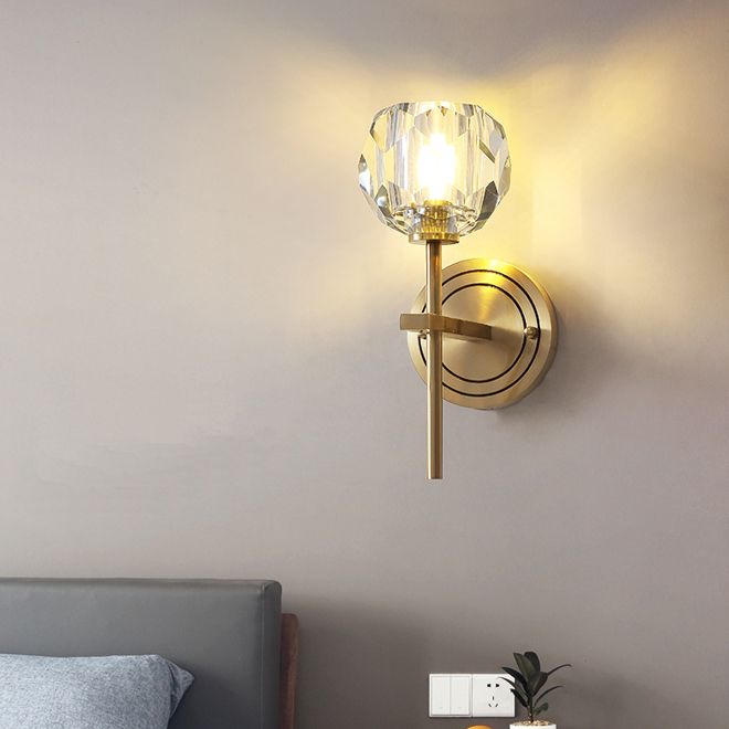Modern Crystal LED Wall Light Sconce Bedroom Bedside Hallway Mounted Base Lamps