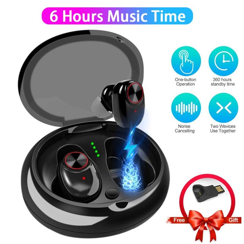 V5 TWS Bluetooth 5.0 para inalámbricos estéreo micrófono incorporado Mini Auricular Bluetooth