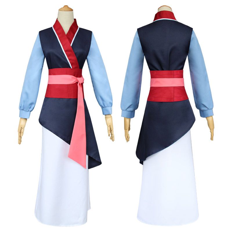 Movie Mulan Cosplay Costumes Red Blue Drama Princess Dress Mushu