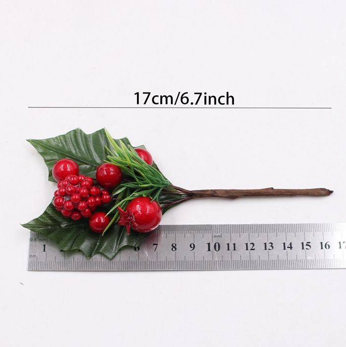 Red Artificial Berry Stems 8 Inch Christmas Holly Berry Branches