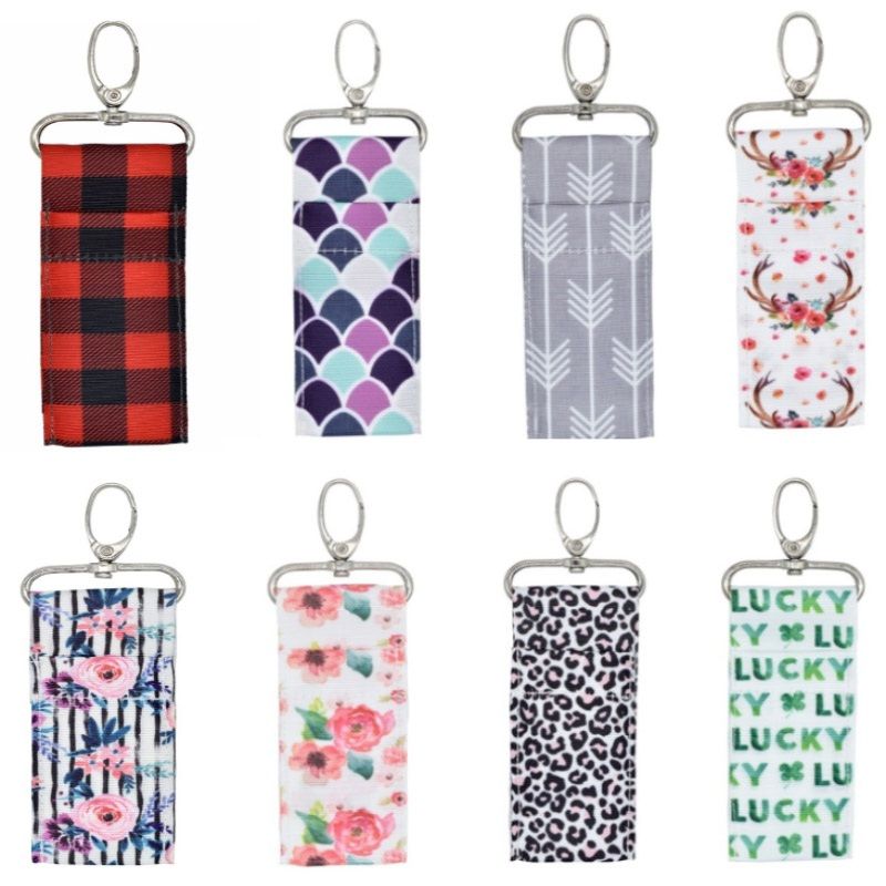 2020 Printed Lipstick Holder Chapstick Holder Keychain Pouch Bag Lip
