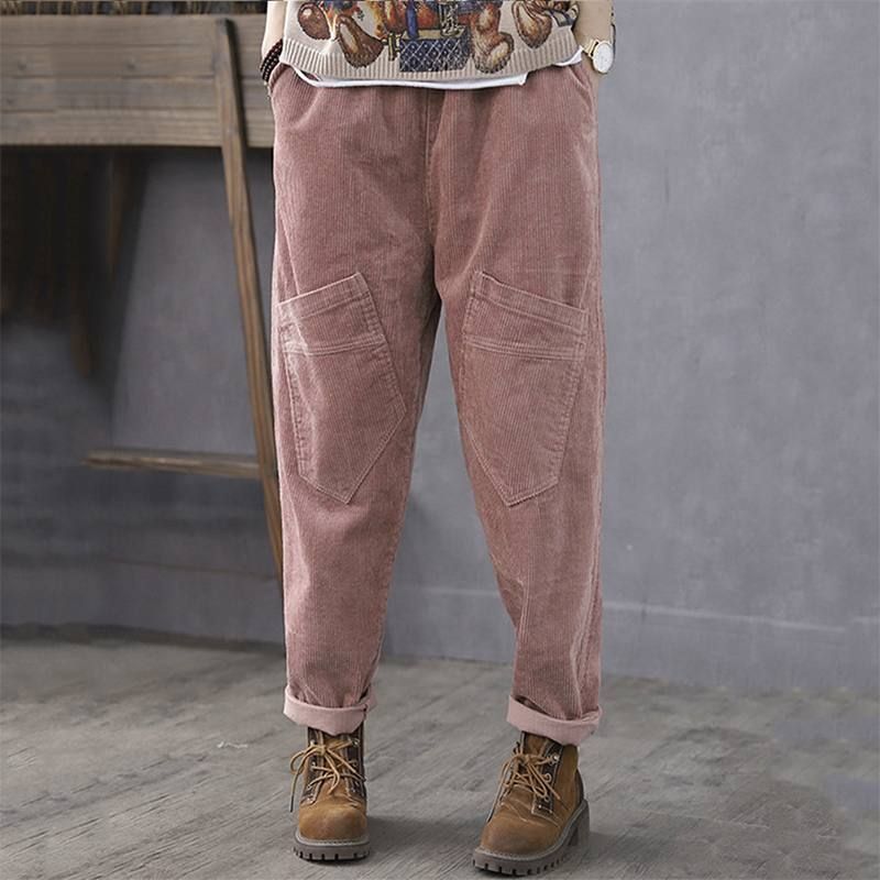 corduroy pants women's elastic waist
