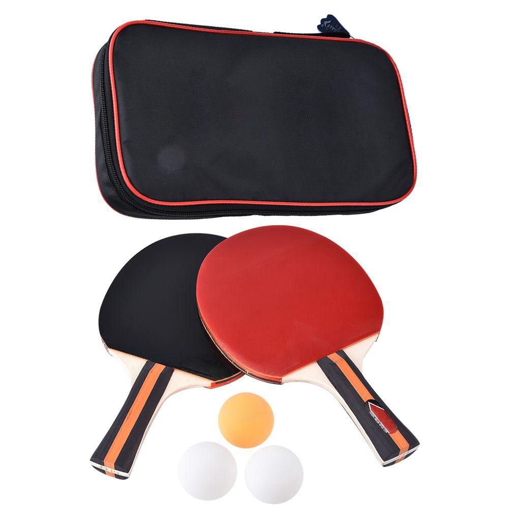 3 Balls Set 2Pcs Long Short Handles Table Tennis Racket Ping Pong Paddle Bat 