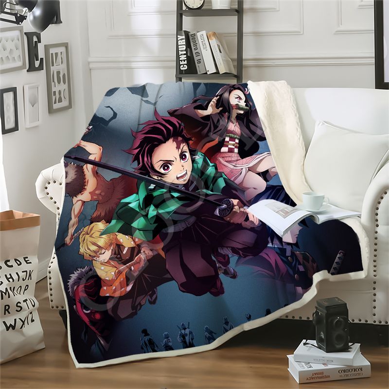 Animes Demon Slayer Kimetsu No Yaiba Blanket 3D Print Double Layer
