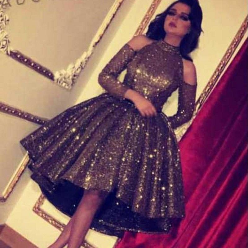 2019 Bling Little Black Dresses Sequin Crystal Ball Gown Short Cocktail