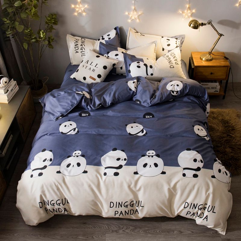 Black And White Panda Pattern Bedding Bed Linen Bed Sheet Flat