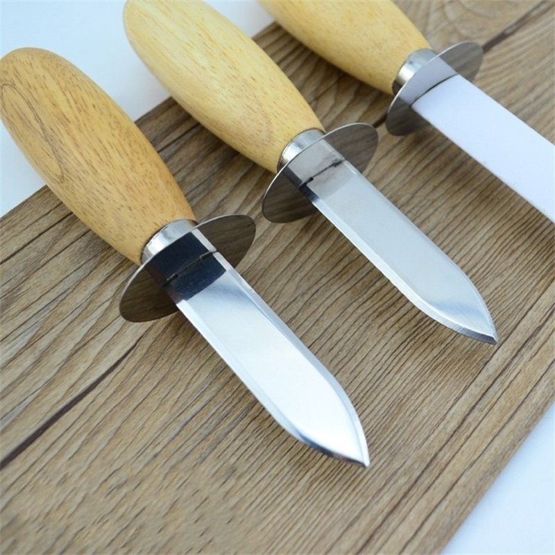 16cm Length Oyster Shucking Knife With Wooden Handle Stainless Steel