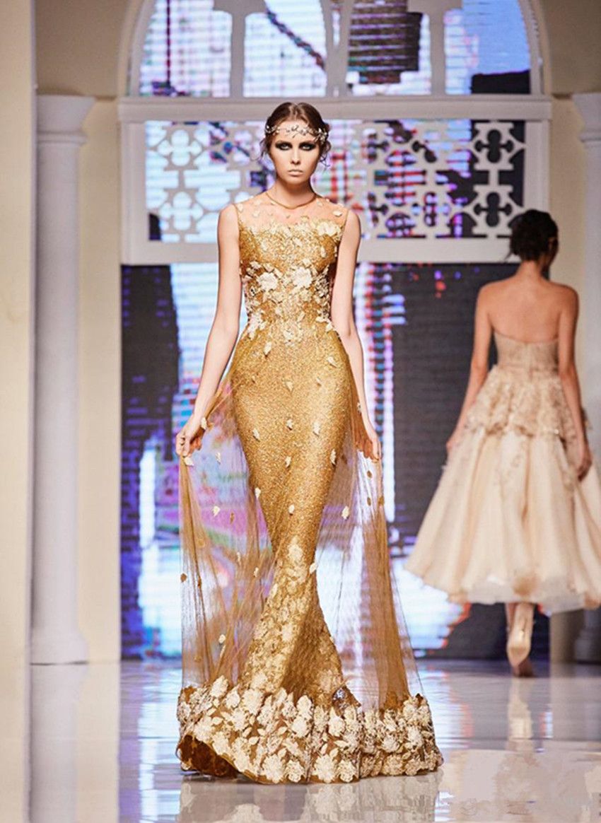 Elie Saab Gold Dresses Evening Wear 