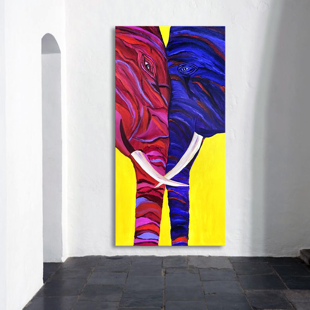 Acheter Peinture Abstraite Amant Animal Elephant Toile Art Mur Photos Pour Le Salon Decor A La Maison Imprime Sans Cadre De 21 23 Du Cocoart2016 Dhgate Com