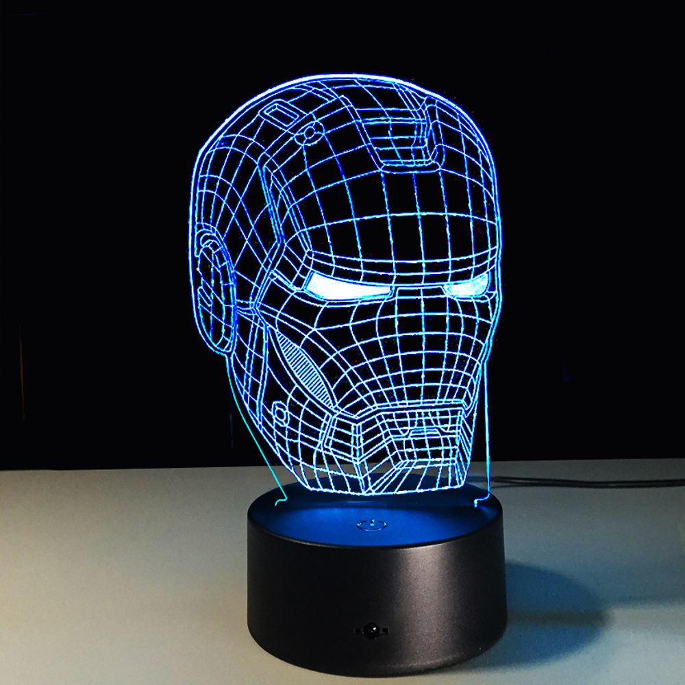 USB Powered Nice Gift 7 Color 7 Colors Changing Iron Man Head 3D Illusion Lamp USB Powered Nice Gift 7 Color 7 Colors Changing Iron Man Head 3D Illusion Lamp