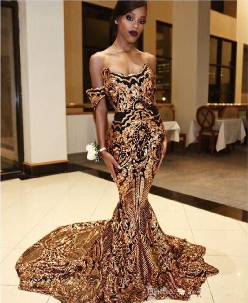 gold and black gowns