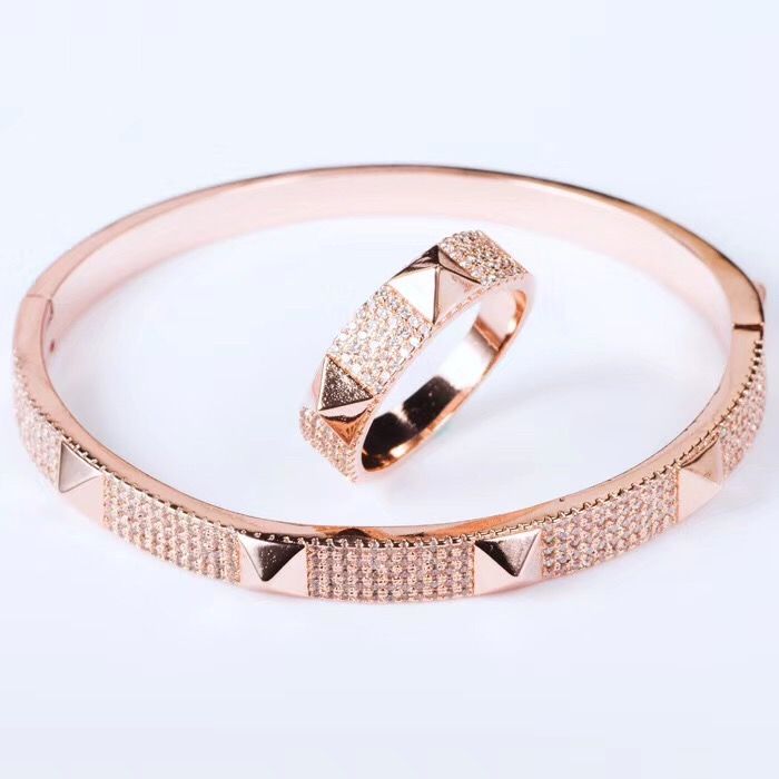 Oro rosa / 1 juegos (pulsera + anillo)