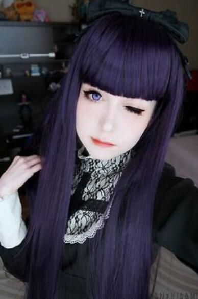perruque violette cosplay