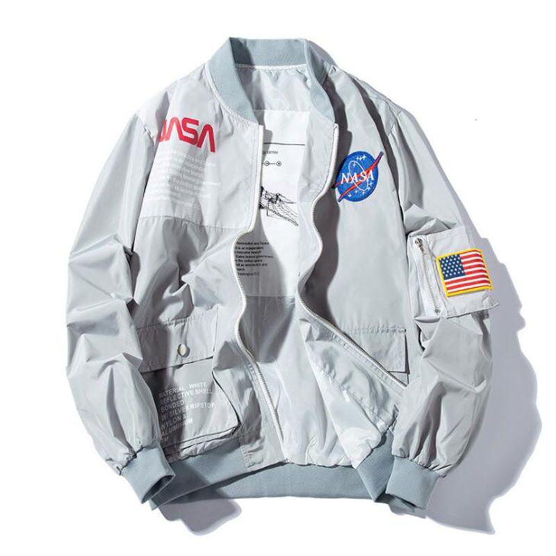 Compra Estrenar La NASA Para Hombre De Las Chaquetas De Vuelo Piloto  Diseñador Ocasional MA1 La Chaqueta De Bombardero De Otoño Impresa Letra  Rompevientos Para Hombre Prendas De Abrigo Barato | Entrega