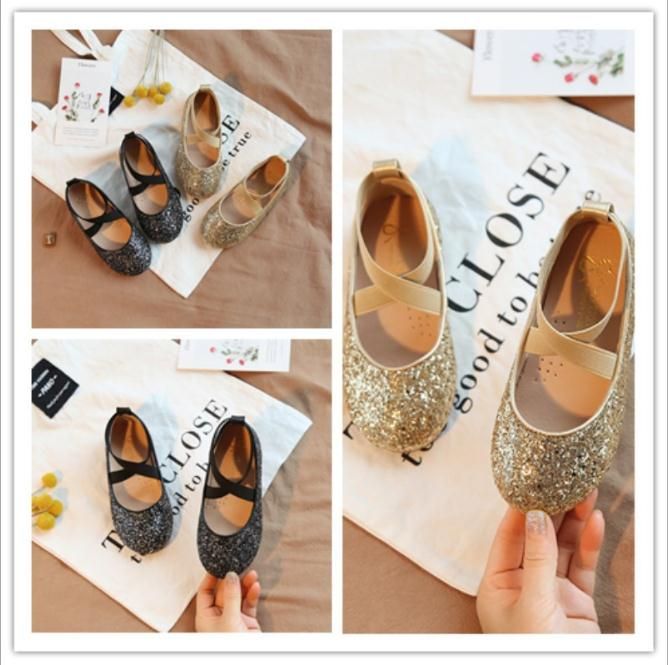 Children Princess Sandals Elegant Kids Girls Wedding Shoes Gold
