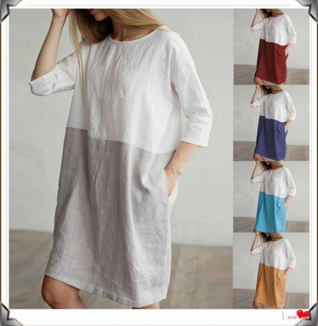 Women Cotton Dress Female Casual 