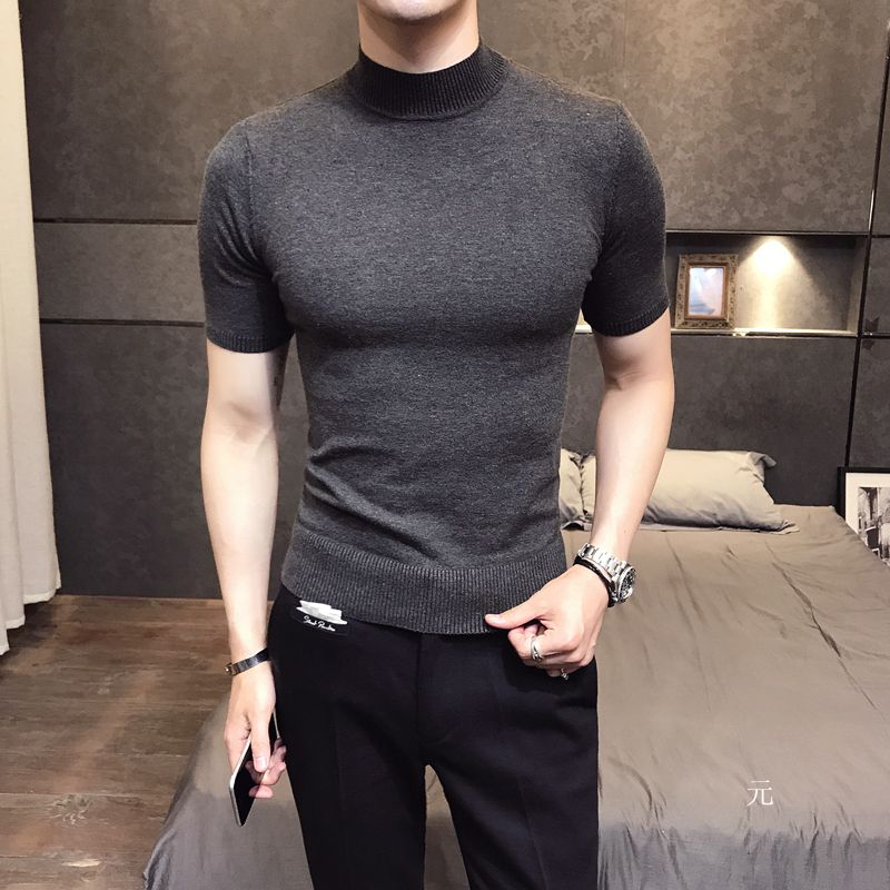 mens black short sleeve turtleneck