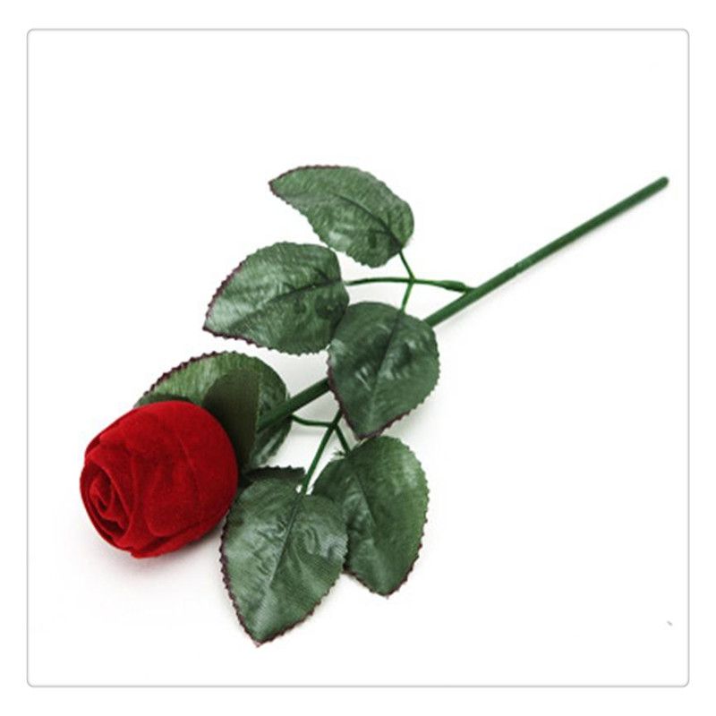 Elegante Anel De Flor Rosa Vermelha Caixa Noivado Casamento Jóias Estojo de Armazenamento D 