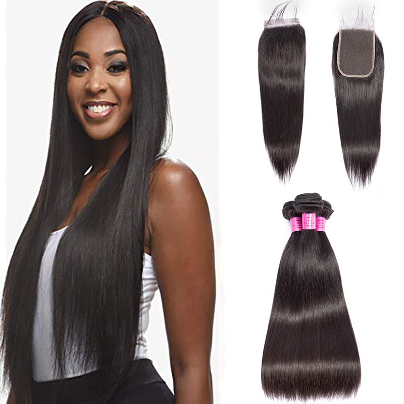 2019 Malaysian Wholesale 3 Bundles With 4x6 Lace Closure Silky